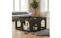 8 Pieces Dog Playpen with Door Transparent Modular Pet Enclosure Lockable Pet Fence with Door for Small Dogs, Young Dogs, Living Room, Bedroom