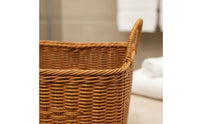 Multi-Purpose Imitation Rattan Basket with Handles Stylish Design Woven Laundry Basket Long-Lasting for Bathroom, Living Room, Bedroom