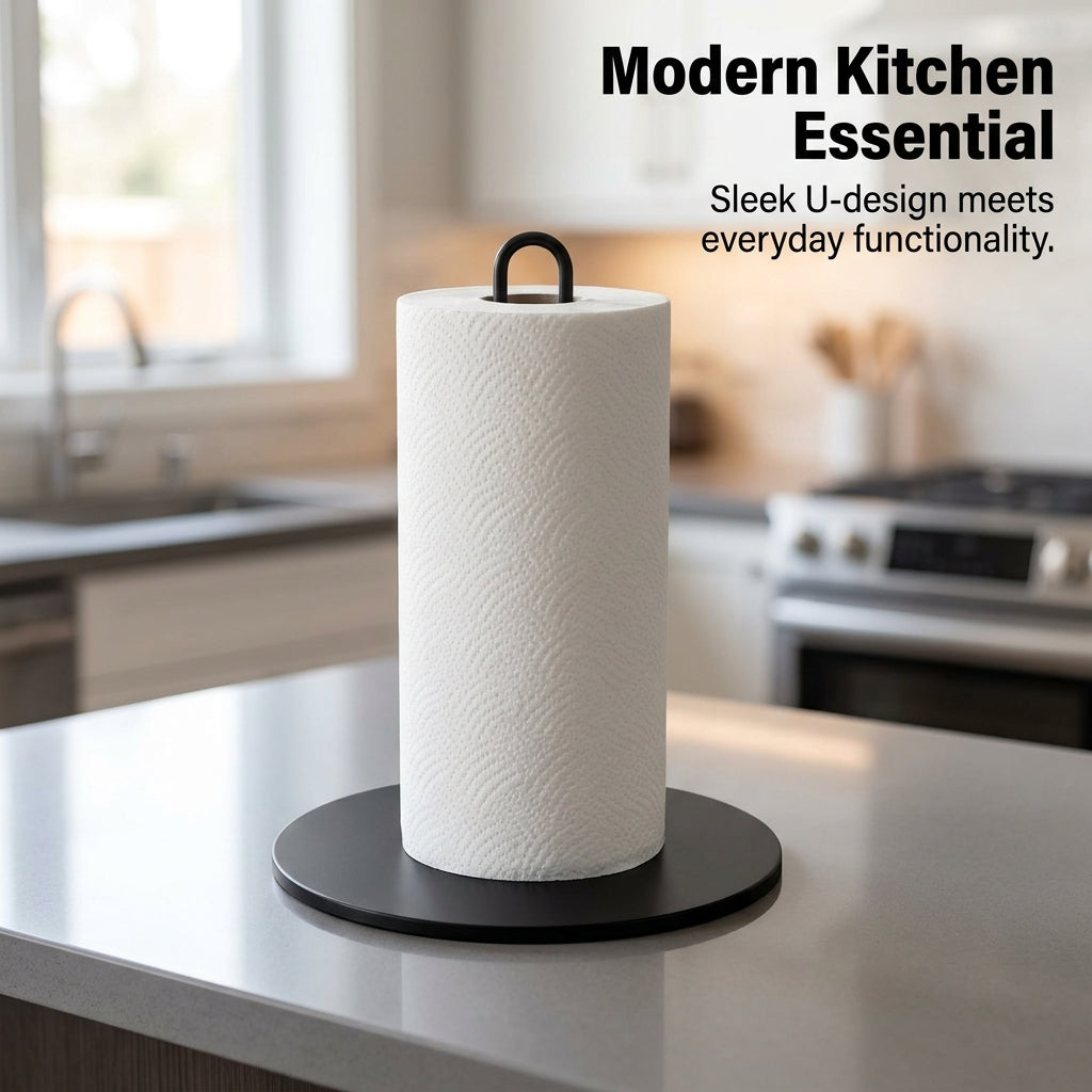 Dining Table Paper Towel Roll Holder for Kitchen and Room, Iron Dispensing with Rust-Resistant Spray Painted Finish