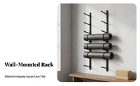 Large Capacity Wall Mounted Exercise Mat Rack Space-Saving Exercise Mat Wall Holder Easy Installation Foam Roller Storage Holder Sturdy Construction