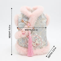 Pet Princess Dress with Hood, Ruffled Layered Small Dog Skirt, Warm Thick Pet Clothing and Cat Dress with Tassel Bow Autumn Dog Clothes