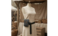 Embossed Pattern Steampunk Waist Pouch Brass-Tone Rivets Adjustable Waist Pouch