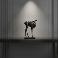 Deer Sculpture with Marble Base Minimalist Deer Statue with Marble Base Contemporary for Homeowners, Office, Bookshelf