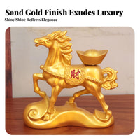 Finely Crafted Horse with Yuanbao Figurine High-Quality Craftsmanship Chinese Auspicious Horse Figurine Intricate Details for Office, Home