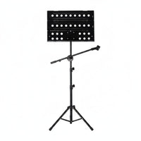 Foldable Folding Sheet Music Stand Audio Pickup Clip Floor Music Stand Easy to Stow Sturdy for Musicians, Practice Room, Stage, Home