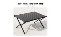 Collapsible Design Slatted Roll-Top Table Lightweight Portable Dining Set Spacious Surface Outdoor Furniture Sturdy Frame for Cafe Owners, Party Hosts, Picnic, Picnics, Backyard, Garden