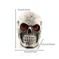 Sculpted Skull Gothic Skull with Red Eyes Realistic Decor Handmade for Desk