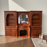 1:12 Dollhouse Fireplace Cabinet Functional Doors and Drawers Display Hutch Handcrafted Look for Collectors, Hobbyists, Diorama