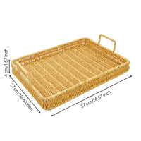Wicker Serving Basket with Handles Rectangular Wicker Tray with Handles Versatile Rectangle Serving Tray for Hosts, Bakery, Kitchen