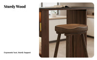 Solid Wood Construction Backless Wooden Saddle Stool Integrated Footrest Backless Saddle Perch Rustic Aesthetic Bar Chair High Weight Capacity for Cafe Owners, Homeowners, Adults, Kitchen Island, Restaurant, Reception Area, Balcony