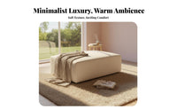 Light Luxury aesthetic Upholstered Rectangular Bench Minimalist Design Long Boucle Seat Soft Texture Footstool Multi-Functional for Homeowners, Families, Adults, Living Room, Lounge Area, Apartment, Entryway
