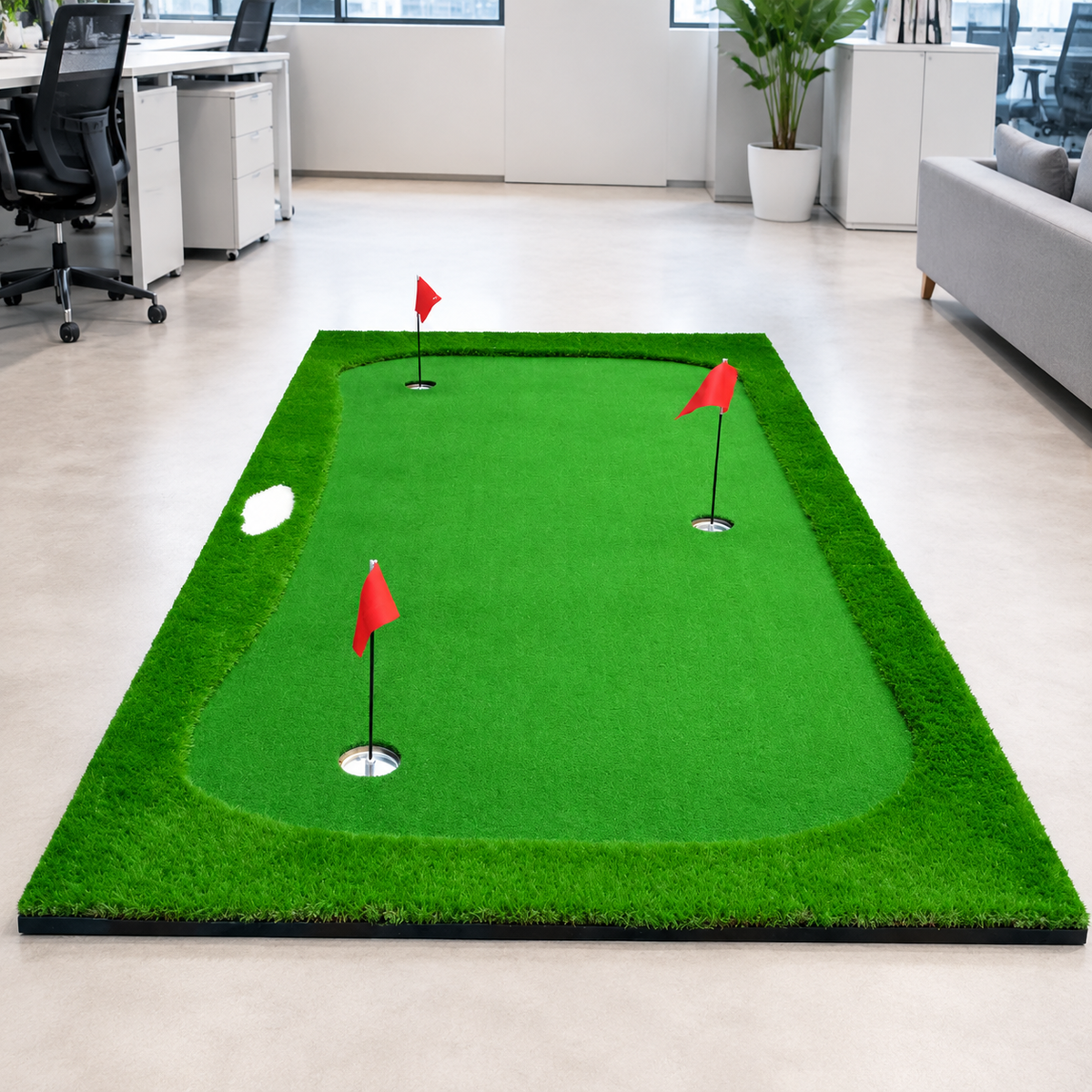 Fake Grass Home Putting Green, Portable Non-Slip Putting Mat with Slope Simulation, Indoor Outdoor Practice for Men