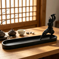 Katana-Style Incense Tray with Samurai Decorative Incense Stick Holder Black Elegant for Home Office