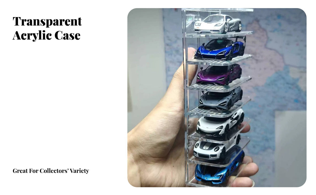 1:64 Scale Car Display Case Space Saving Acrylic Toy Car Rack Clear Multi-Tier Model Holder Transparent Design for Children
