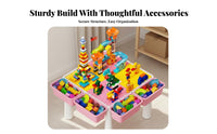 Large Particle Compatible Building Block Table Set Educational children's Play Table with Chairs STEM Learning Multi-Use Activity Station with Storage Easy to Clean for Preschoolers, Toddlers, Parents, Playroom, Bedroom, Preschool, Daycare