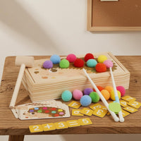 Felt Balls Wooden Hedgehog Tapping Toy Hand-Eye Coordination Wooden Pounding Box Natural Wood Finish Tapping Toy Set Rounded Edges for Toddlers, Young Children
