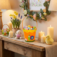 Felt Easter Basket Handbag, Easter Candy Bag, Cloth Easter Basket Adorable Design Easter Egg Search Bucket Festive Cartoon Animal Gift Bag for Young Children, Arts and Crafts Activity