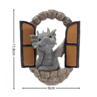 Dragon Statue with Arch Hand-Cast Dragon Figurine Cute for Patio, Fantasy Fans