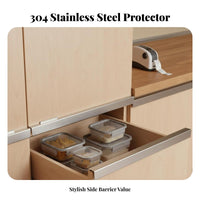 2 Pieces Stainless Steel Drawer Protector Rustproof Cabinet Door Edges Protectors for Kitchen, Under Sink, Lavatory