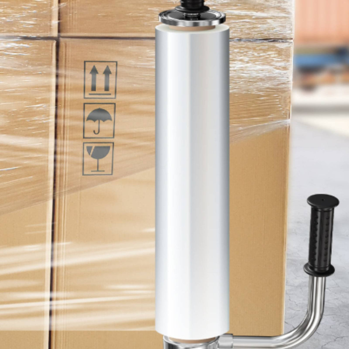 Stretch Film Dispenser Anti-Slip Handle Handheld Stretch Film Dispenser Ergonomic Design Manual Pallet Wrapper for Warehouse, Moving