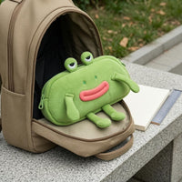 Soft Material Soft Fabric Frog Pencil Pouch Zipper Closure Frog Pencil Case Dangling Legs for Students