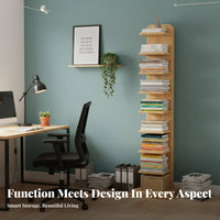Space-Saving Vertical Corner Bookshelf Invisible Design Bookcase Stable Leaning Structure Storage Rack Multi-Tier Shelving for Apartment Dwellers, Book Lovers, Office Workers, Small Areas, Living Room, Study, Bedroom