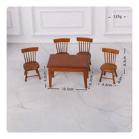 Dollhouse Table Chair Set Detailed Craftsmanship Miniature Chair Set Wood Grain Look Tiny House Items
