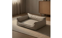 Leather-Like Dog Sofa Bed Hair Resistant Dog Couch Bed Raised Flanks Soft Pet Couch for Small Dogs