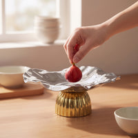 Tray with Pedestal Base Elegant Decorative Bowl with Pedestal Reflective Stand Vanity