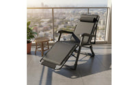 Foldable Design Folding Recliner Chair No Assembly Required Sit Sleep Chair Bed Sturdy Steel Frame Portable Napping Cot Anti-Slip Feet for Balcony, Patio