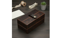 Flip-Top Lid Leather Watch Box Retro Design Personal Storage