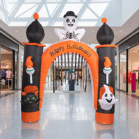 Inflatable Archway with Skeleton Outdoor Halloween Archway Giant Arch Decoration for Party Hosts, Yard