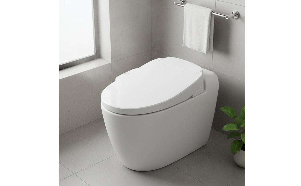 Universal Fit Electric Bidet Toilet Seat Warm Air Drying Electric Bidet Seat Soft-Close Lid Bathroom Fixture Energy-Saving Mode