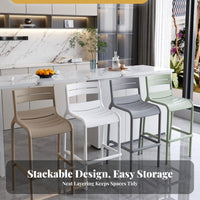 Indoor & Outdoor Use Plastic Bar Stool with Backrest Long-Lasting Modern Bar Stool Wear-Resistant Minimalist High Chair Sturdy Construction for Cafe Owners, Homeowners, Adults, Patio, Restaurant, Home