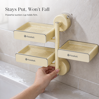 Suction Cup Rotating Soap Dish Wall Mounted Drain Soap Holder for Bathroom