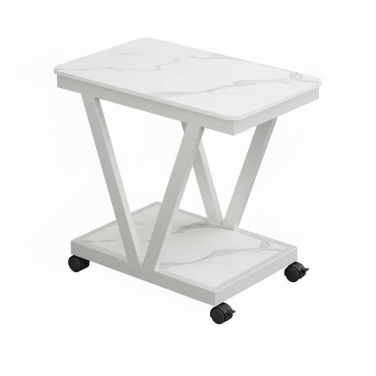 Nordic aesthetic Rolling C-Table Mobile Design Nightstand dual-leveled Storage Household Furniture Lockable casters for Remote Workers, Apartment Dwellers, Homeowners, Living Room, Bedroom, Small Spaces, Home Office