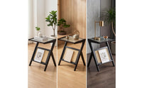 Wooden Side Table with Glass-Topped Narrow Nightstand Compact Furniture Slim for Small Apartments