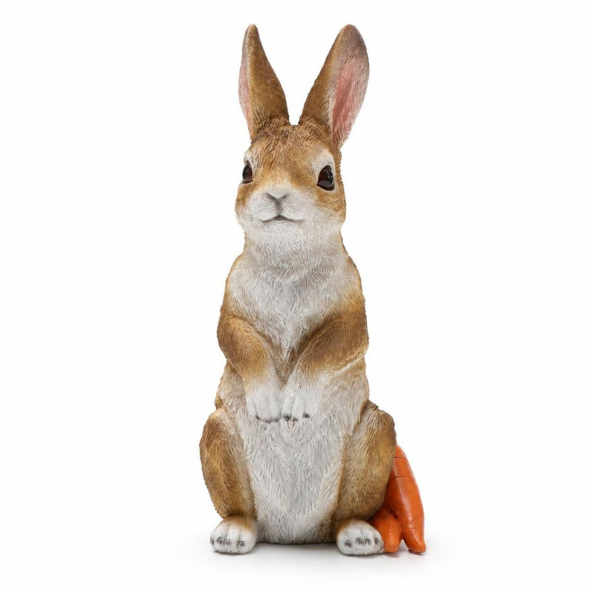 Hare Figurine with Carrot Textured Bunny Figurine with Carrot Whimsical Statue for Garden