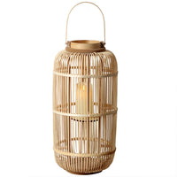 Handwoven Bamboo Floor Lantern Candle Holder for Garden and Decor