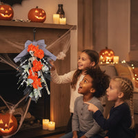 Skeleton Wreath Black Wreath with Bow Door Hanging Decoration Easy to Hang Skeleton Hanging Decor Lightweight for Porch
