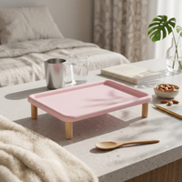 Elevated Pet Tray Shallow Recessed Surface Raised Pet Feeder Polished