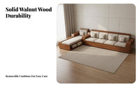 Storage Sofa Combination Double Use Winter Summer Solid Wood Sofa Set Sturdy Construction Walnut Wood Couch Set for Apartment Dwellers, Families