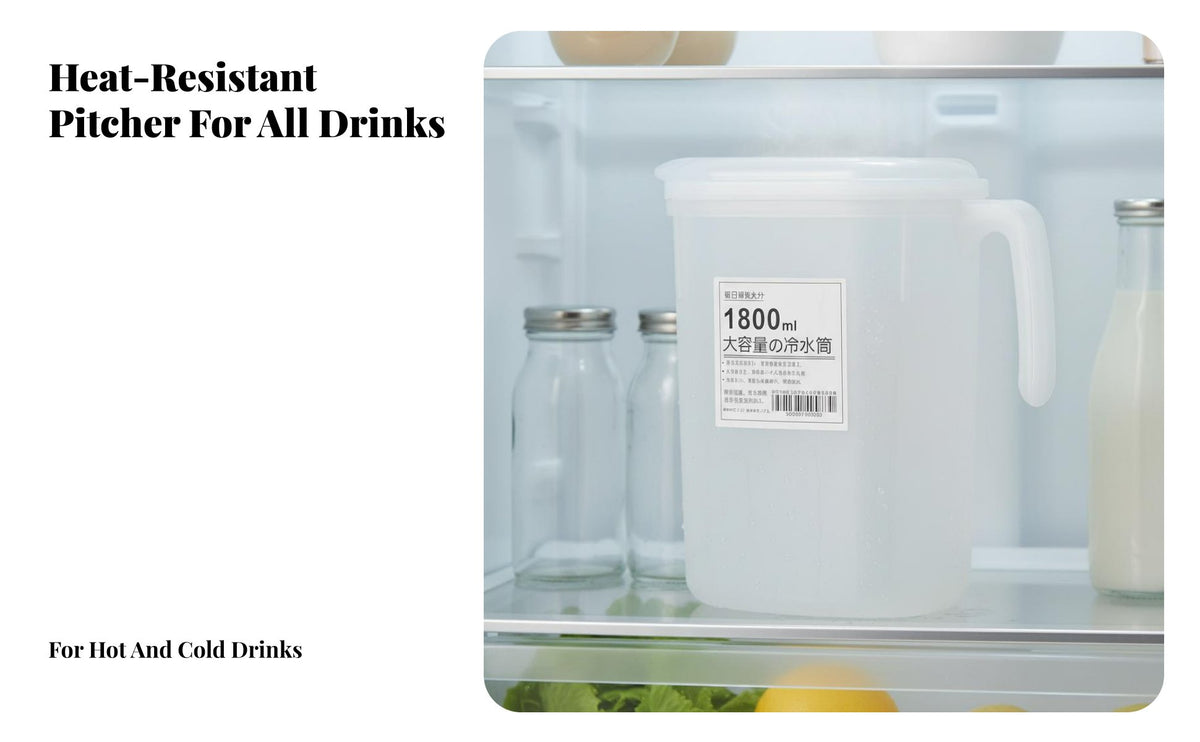 Iced Tea Maker Large Capacity Water Jug with Lid Heat Resistant Refrigerator Door Pitcher for Party, Outdoor