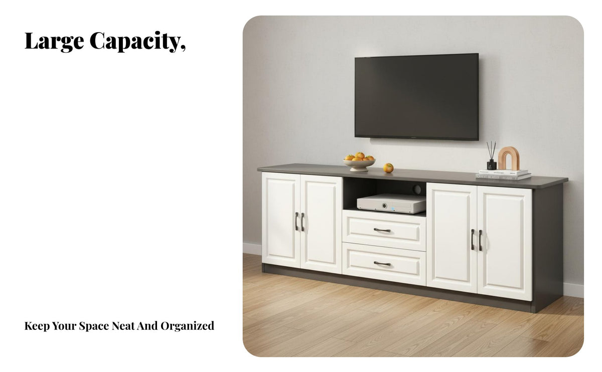 Walnut TV Cabinet with Storage High Load-Bearing Capacity Walnut Media Cabinet Sturdy Construction Floor Standing TV Console for Bedroom