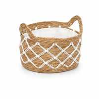 Handwoven Woven Basket with Handles Oval Straw Storage Basket Portable Laundry Hamper Lightweight for Bedroom