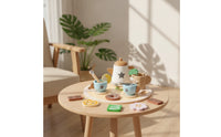 12 Pieces Wooden Tea Set Preschool Pretend Tea Set Wooden Playset Kids Colorful for Nursery
