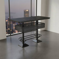 Urban Loft design Round Bar Table and Stools With Footrest Pub Seating scuffResistant Counter Stool sturdyDuty Construction for Restaurant Owners, Cafe Proprietors, Interior Designers, Home Kitchen, Dining Room, Small Spaces, Patio