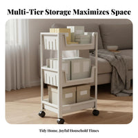 Rolling Storage Cart Movable Mobile Shelving Unit Slim Rolling Storage Cart Space Saving Multi-Tier Utility Trolley for Bathroom
