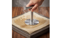 Heavy Duty Ejiao Cake Presser Easy to Clean Stainless Steel Food Press Comfortable Grip Food Tamper Single-Piece Design for Bakers, Home Cooks, Chefs, Bakery, BBQ