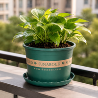 Large Size Outdoor Planter, Sturdy Synthetic Material Flower Pot, Dark Green for Balcony, No Saucer